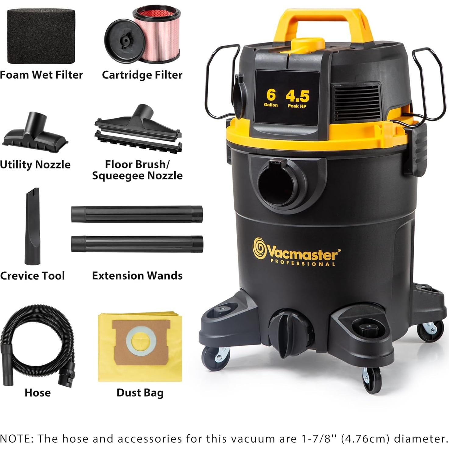 Aspiradora Húmeda/Seca Vacmaster 6 Gal 4.5 HP VDK611PF