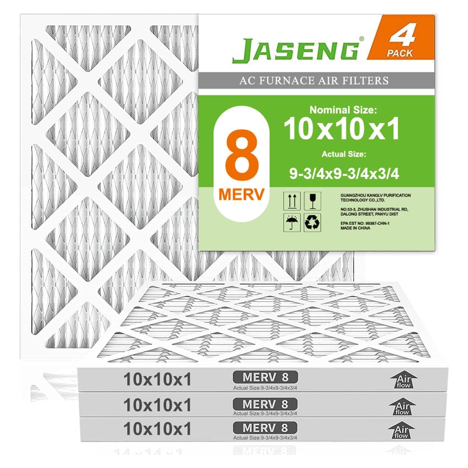 Filtros de aire JASENG MERV 8 10x10x1 - 4 paquetes