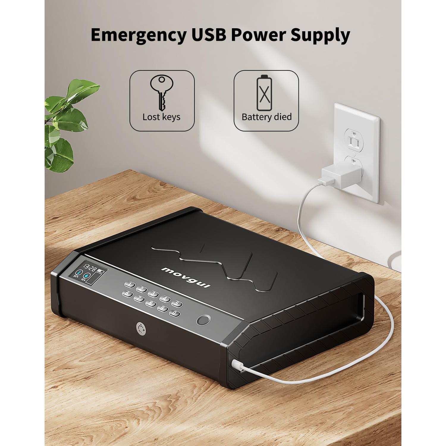 Caja de Armas Biométrica Movgul con Pantalla LCD y USB-C