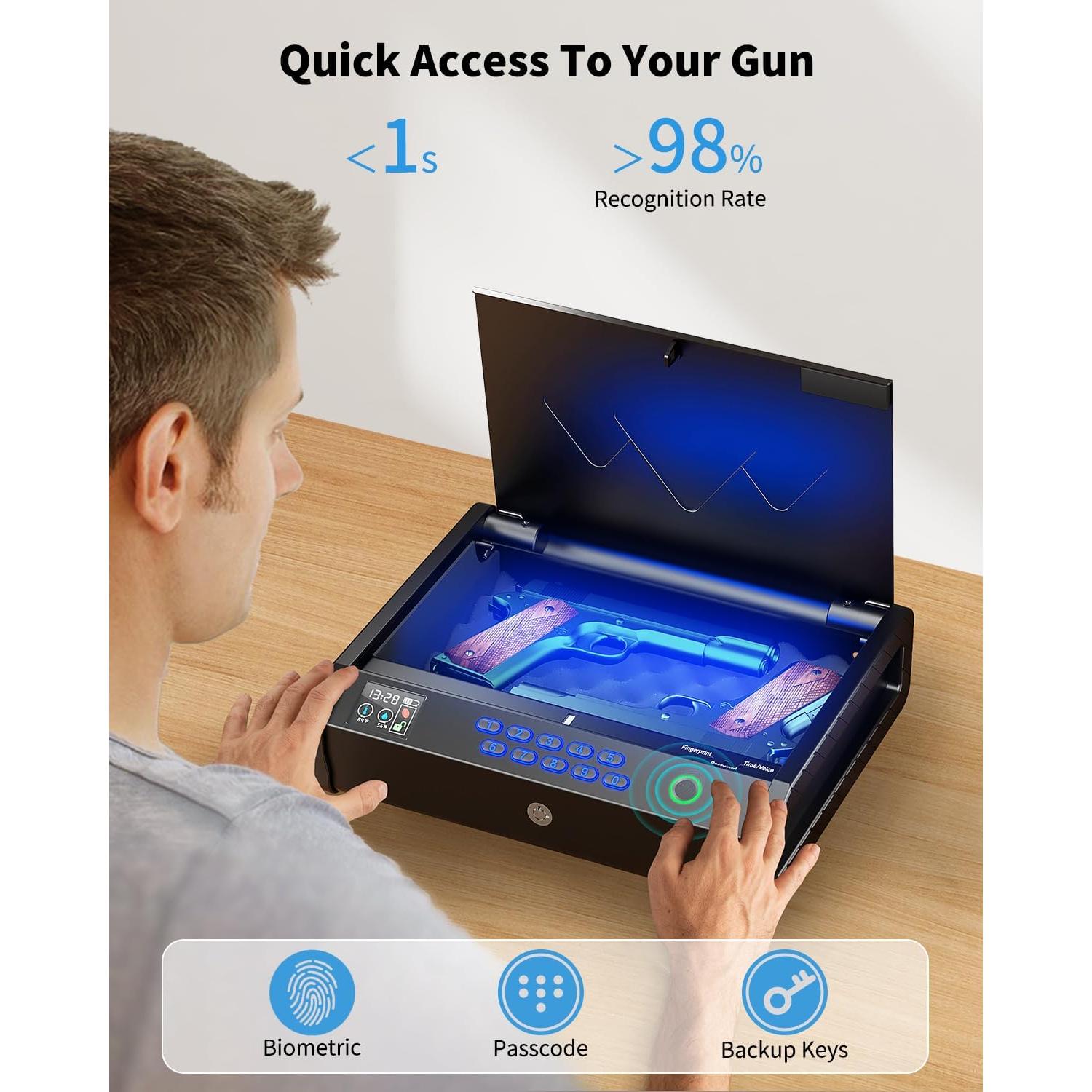 Caja de Armas Biométrica Movgul con Pantalla LCD y USB-C