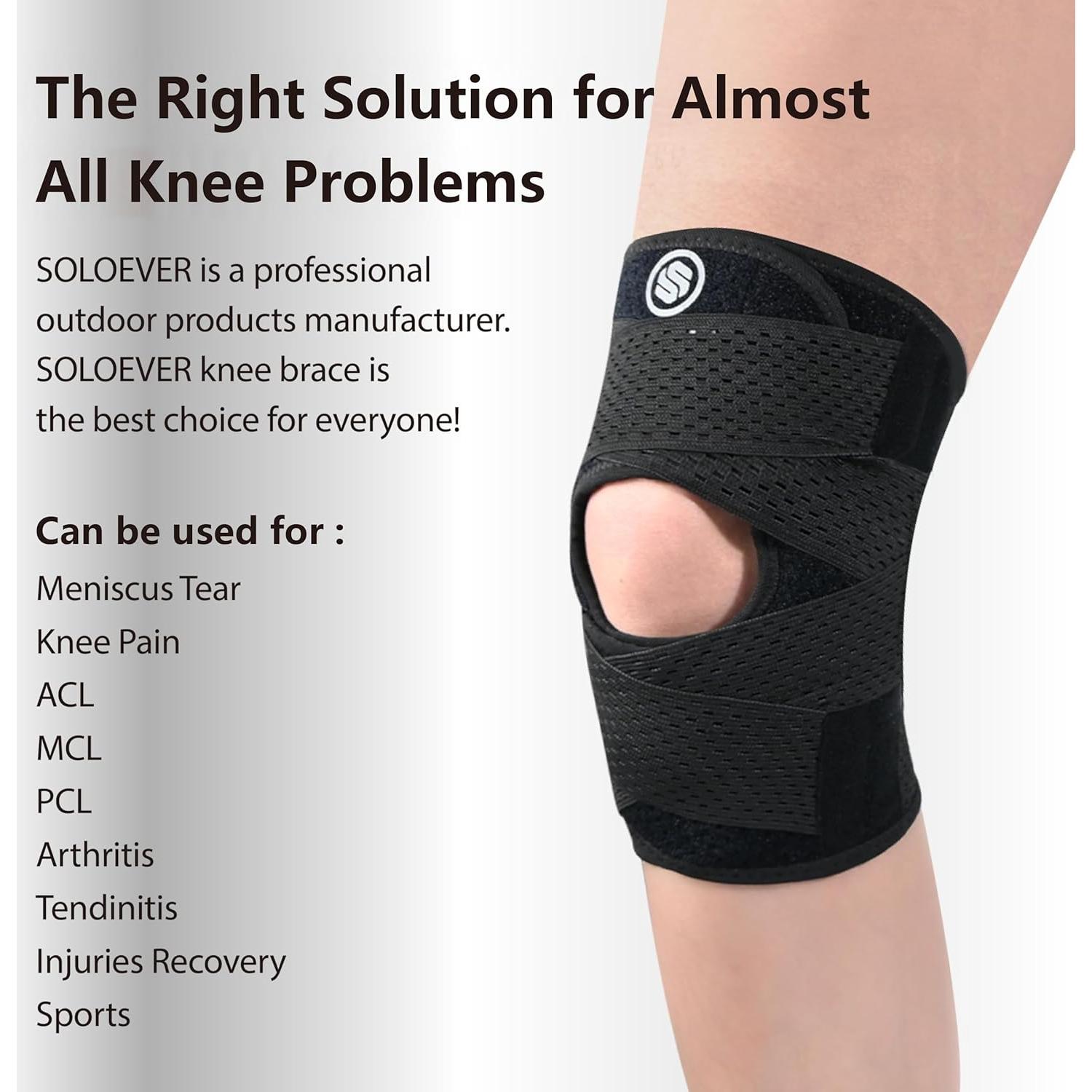 Férula para Rodilla SOLOEVER Ajustable con Estabilizadores - Negro Pequeño