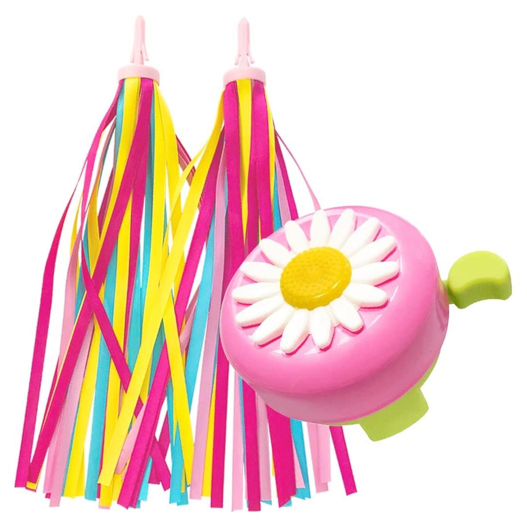 Timbre de Bicicleta IEALODS con Streamers para Niños - Rosa Verde