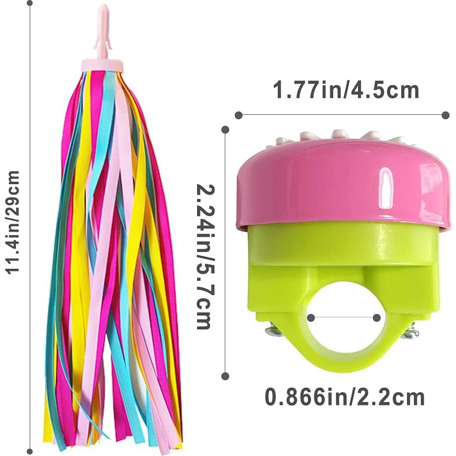 Timbre de Bicicleta IEALODS con Streamers para Niños - Rosa Verde