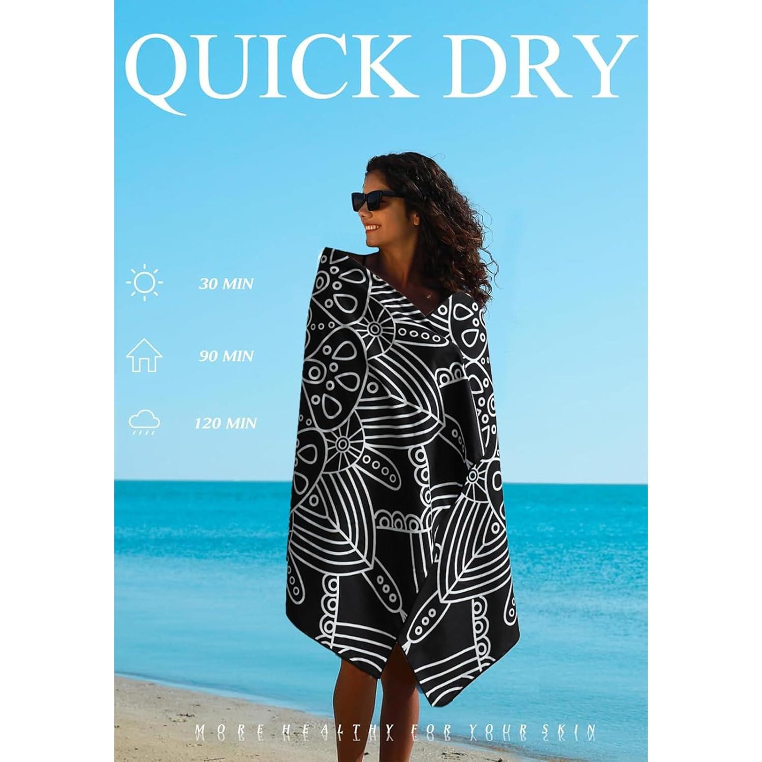 Toalla de Playa Microfibra Yongoes 2 Paquete 81x180 cm Negra