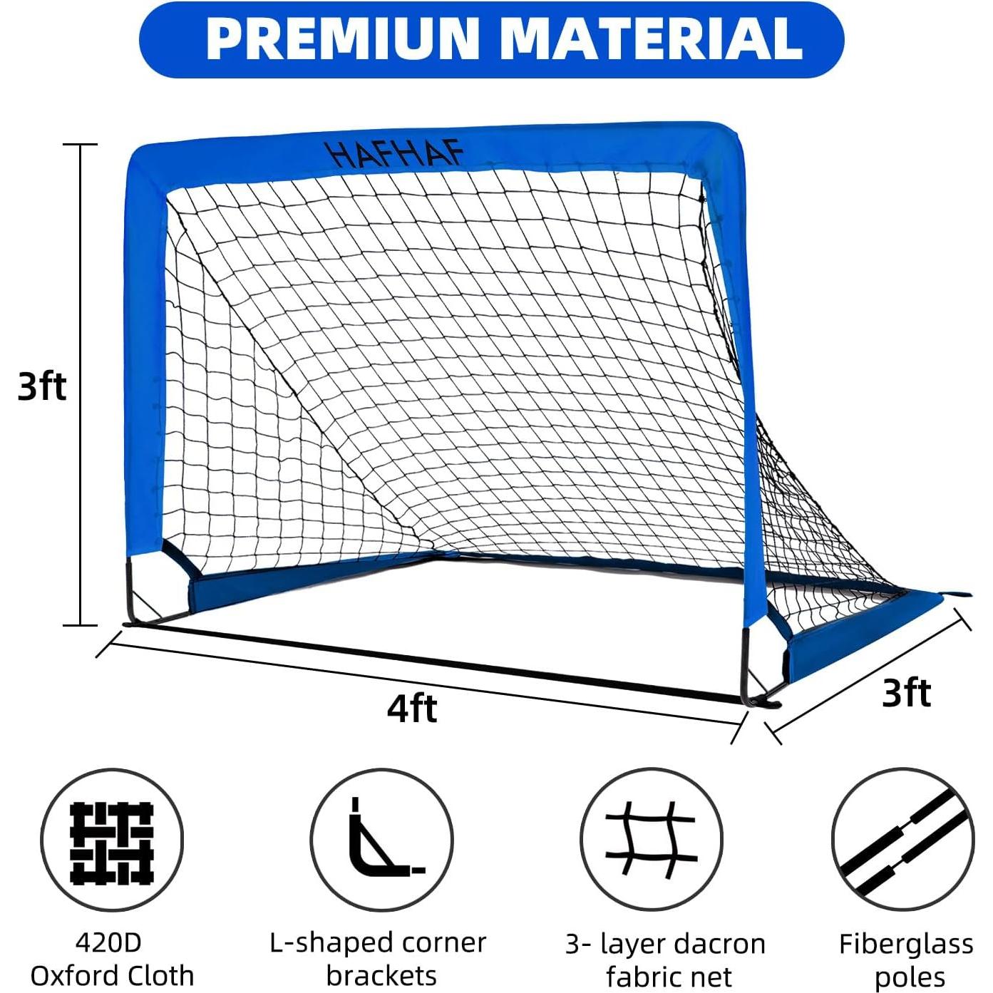 Goles de Fútbol Portátiles HAFHAF 4x3 pies con Balón y Conos