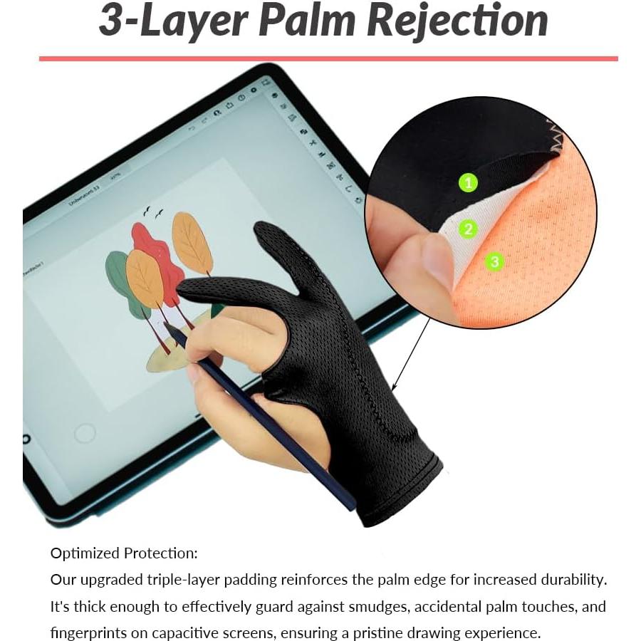 Guante Transpirable para Dibujo WSWBD Negro S - Arte Digital