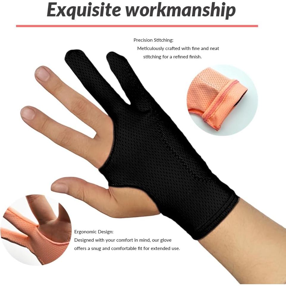 Guante Transpirable para Dibujo WSWBD Negro S - Arte Digital