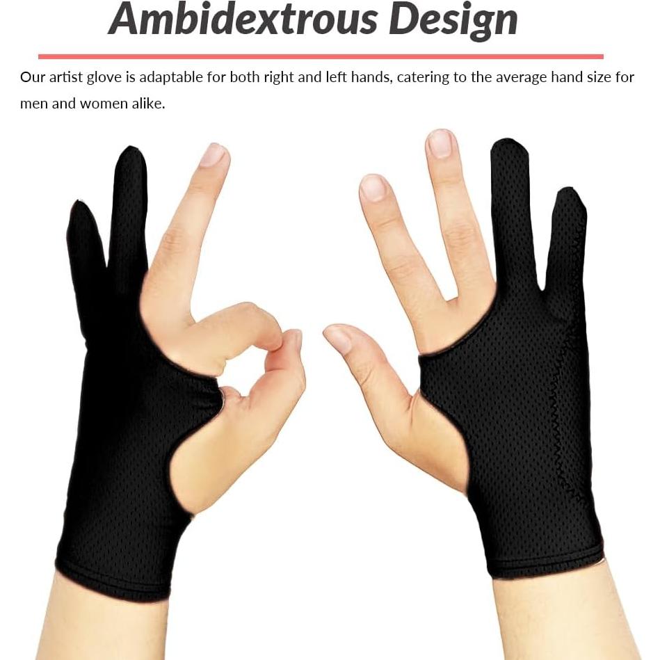 Guante Transpirable para Dibujo WSWBD Negro S - Arte Digital