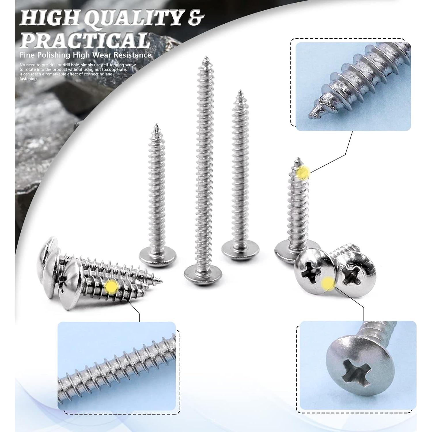 Kit de Tornillos Autoperforantes Glarks 250pcs Acero Inoxidable