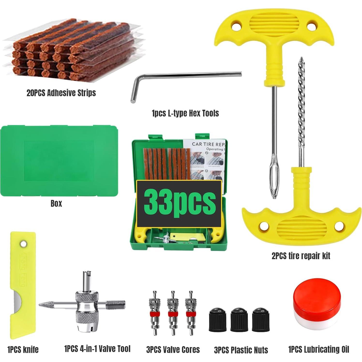 Kit de Reparación de Neumáticos 33 Piezas HYHJMISTY Universal