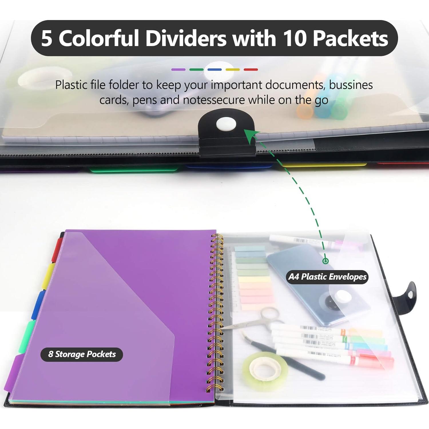 Folio de Portapapeles Multifuncional DIYNP Negro A4 con Bloc