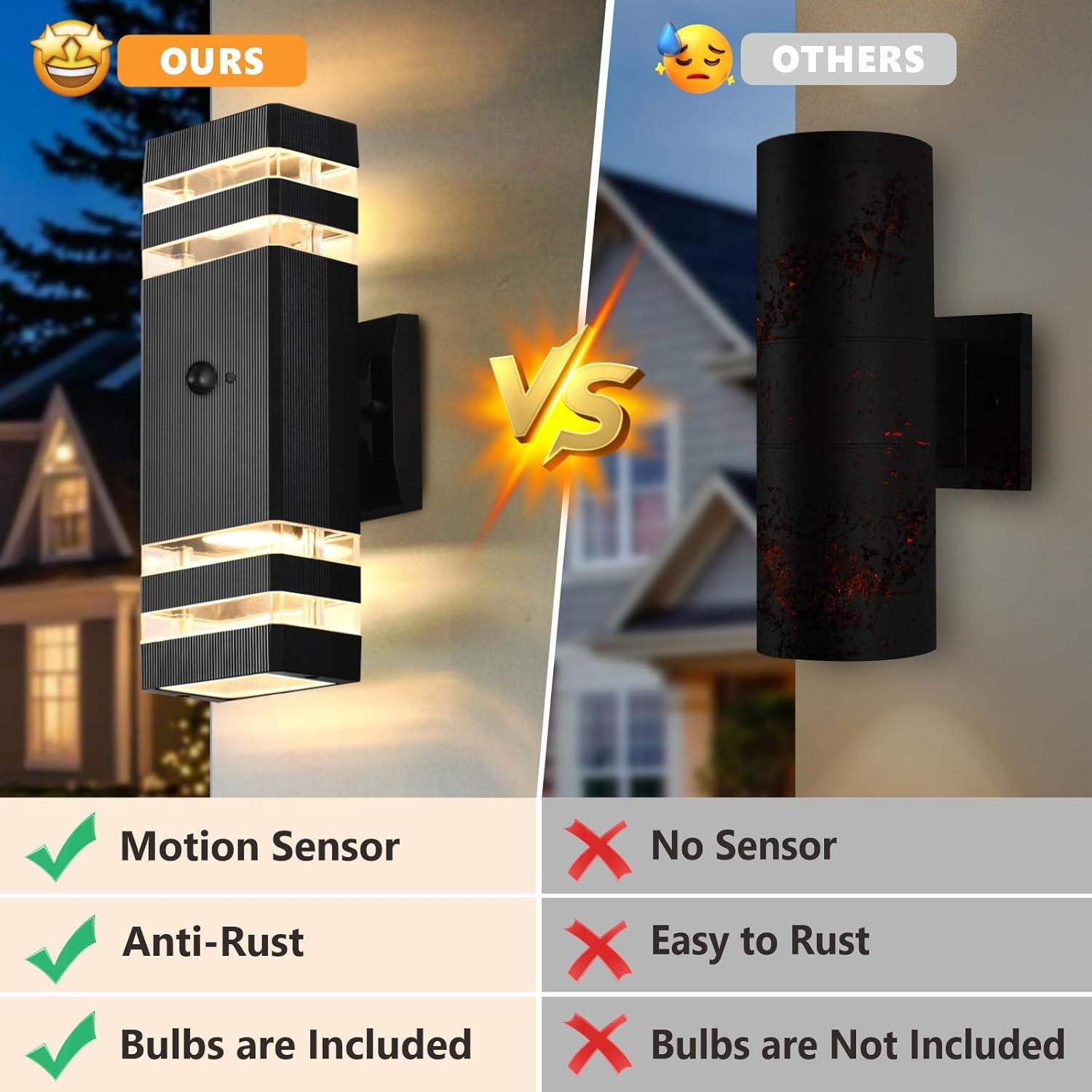 Luces de Pared Exteriores DASTOR con Sensor de Movimiento 2 Paquete