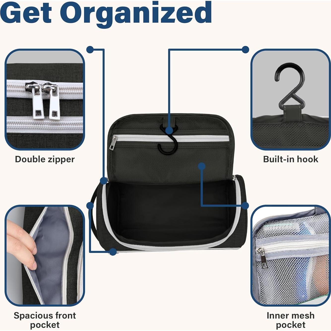 Bolsa de Aseo de Viaje Pantheon Negra - Organizador Unisex