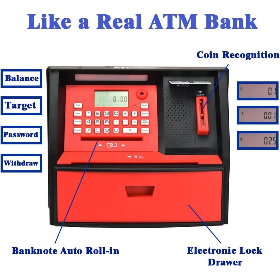 Alcancía Electrónica ATM Like Electronic AP-G972E - Negro/Rojo
