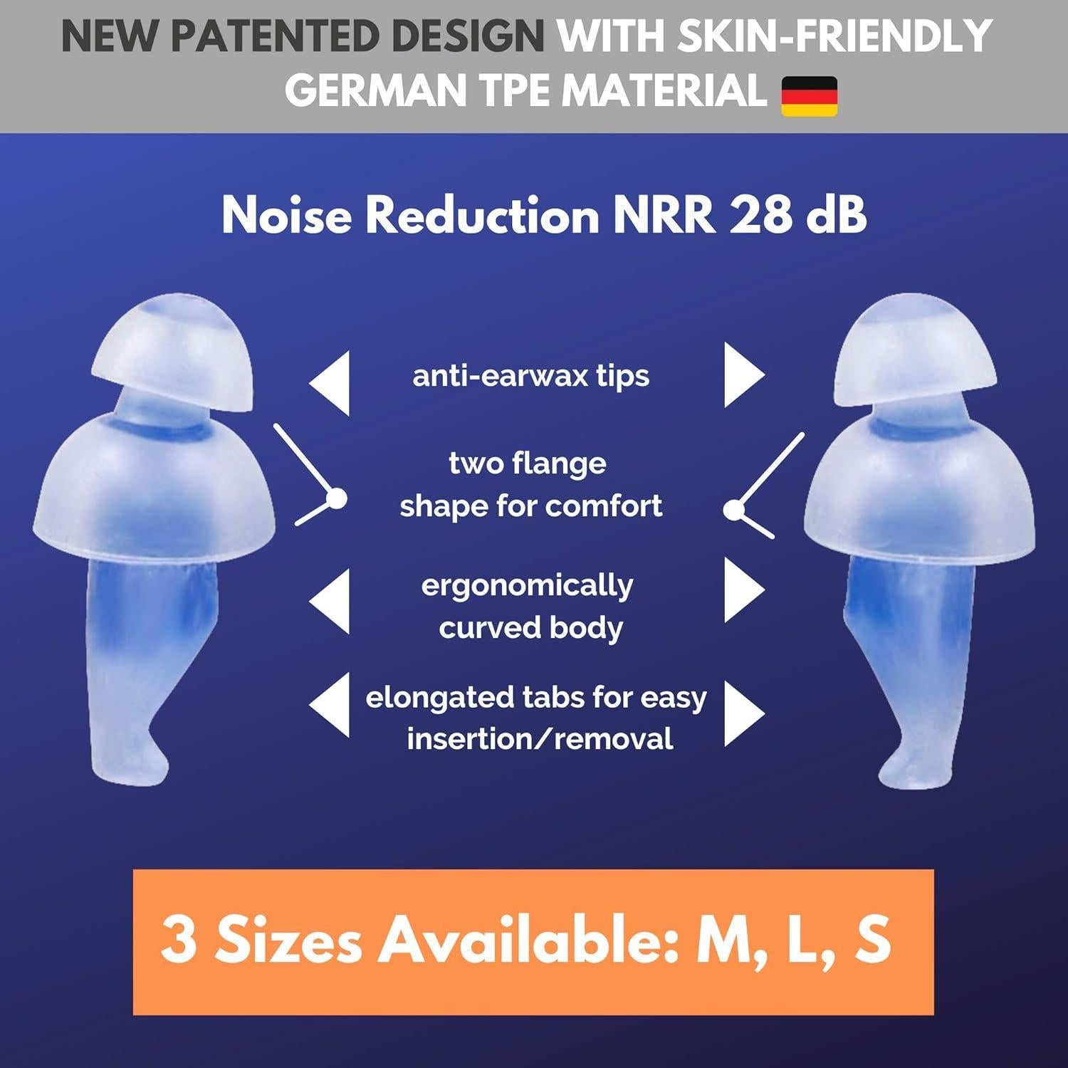 Tapones para oídos LaloLab | 1 par pequeño | Reducción de ruido 28 dB