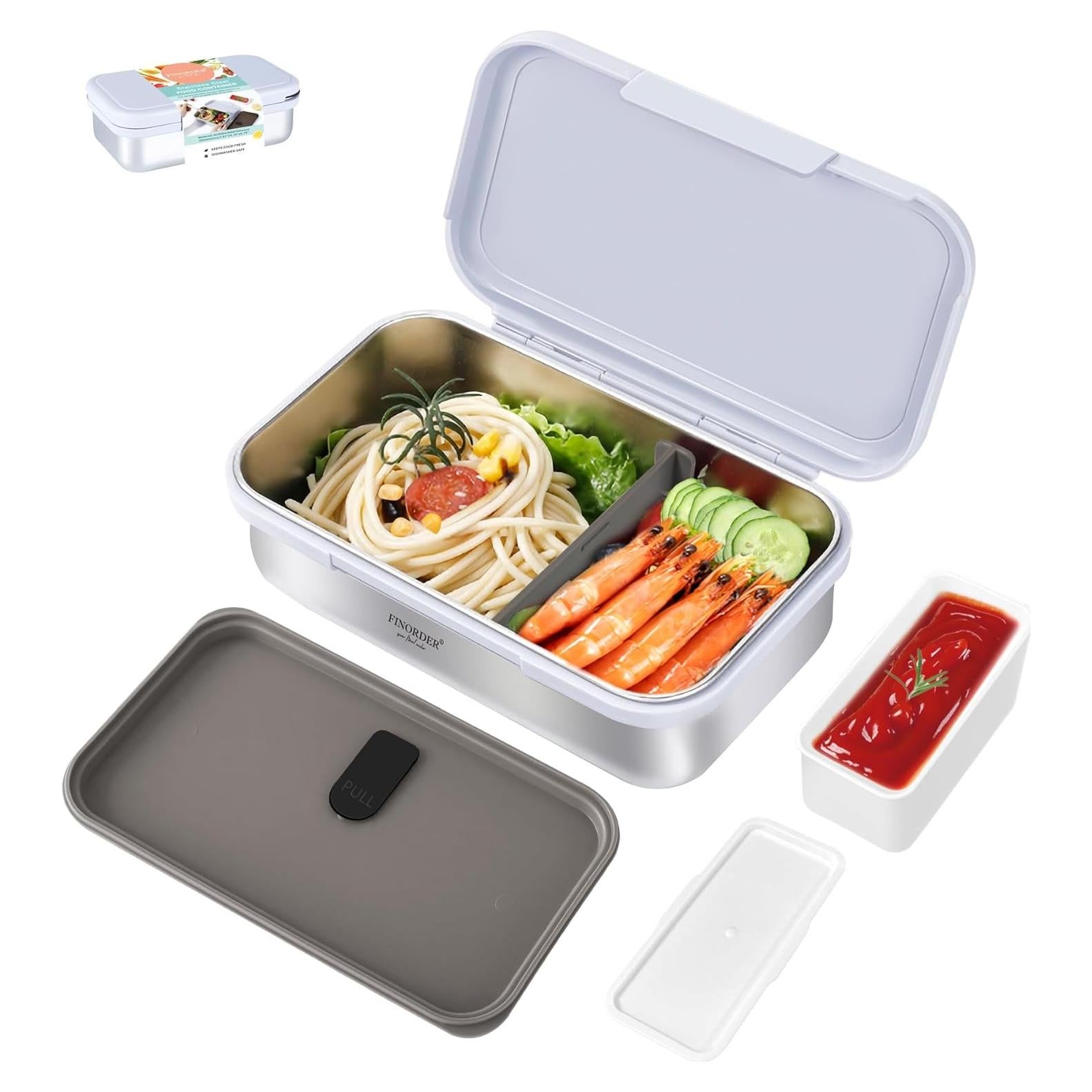 Contenedor de Almuerzo Acero Inoxidable Finorder 0.98L Gris