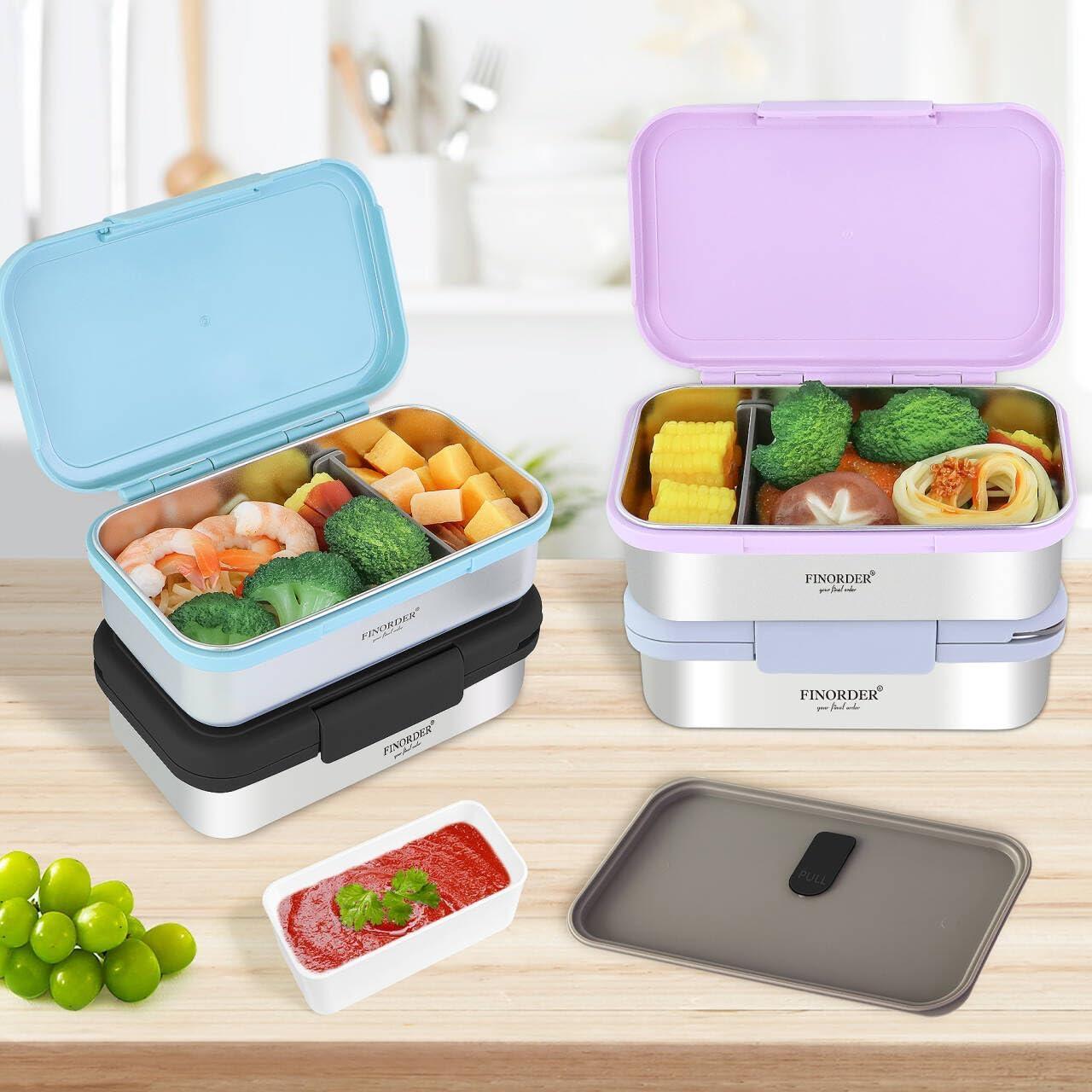 Contenedor de Almuerzo Acero Inoxidable Finorder 0.98L Gris