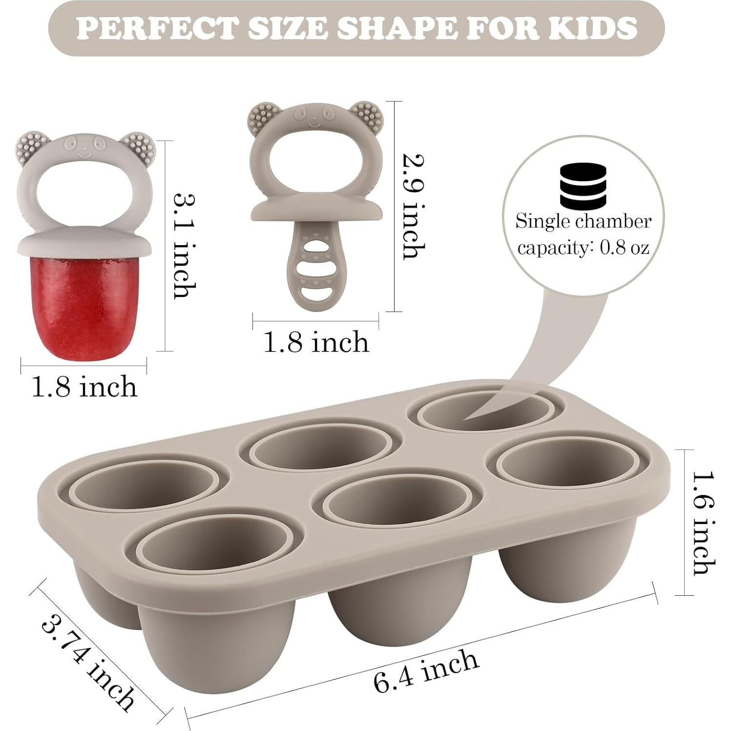 Moukiween Moldes de Paletas para Bebés - Silicona Grises