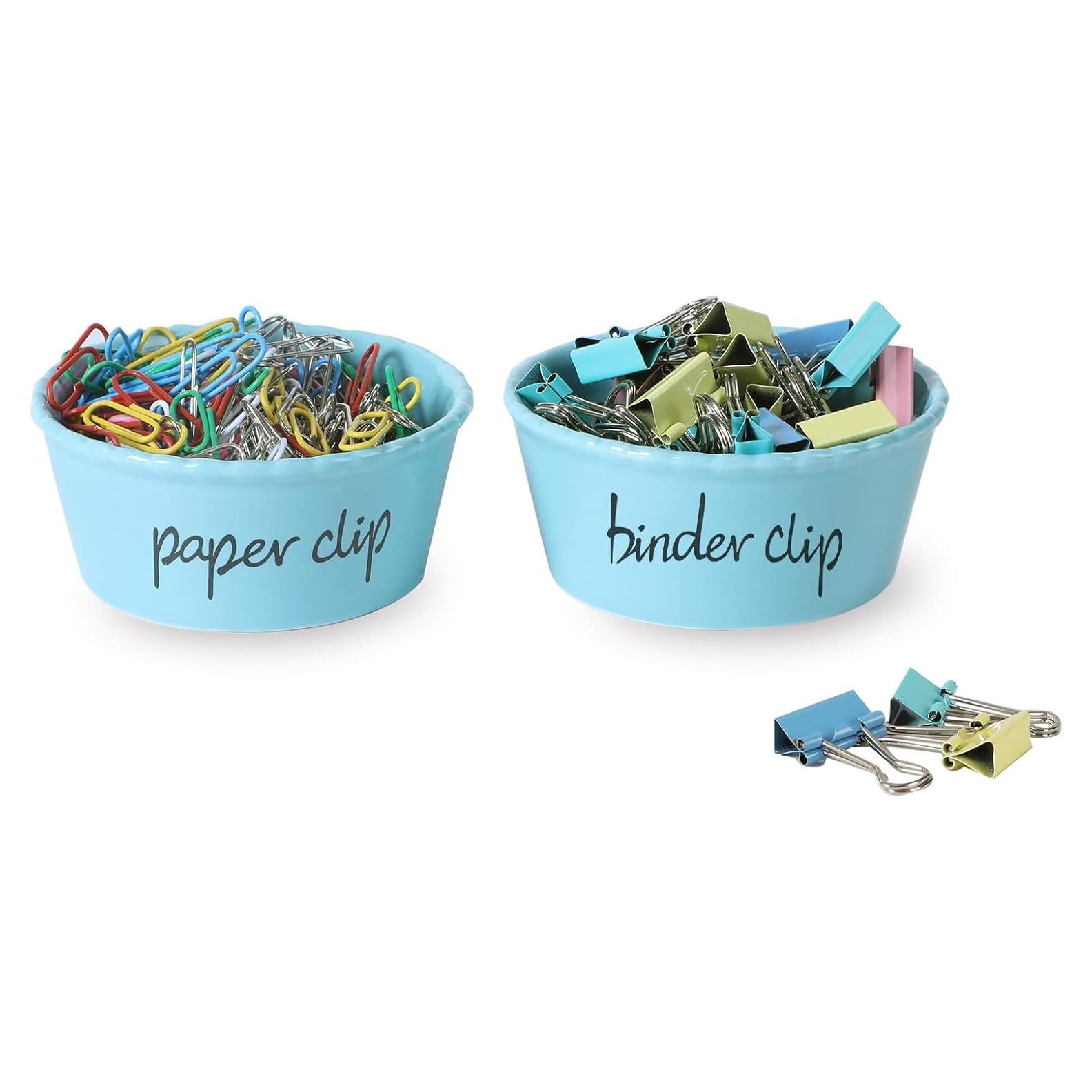 Soporte de Clips de Papel y Carpeta ONTUBE Cerámica Turquesa