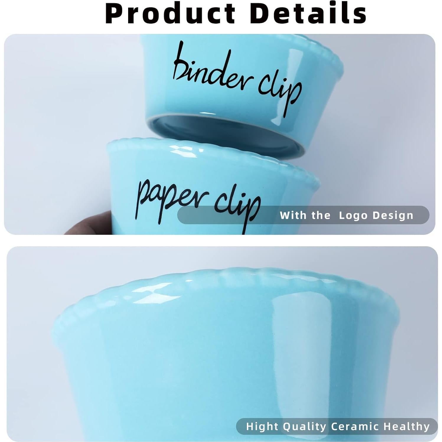 Soporte de Clips de Papel y Carpeta ONTUBE Cerámica Turquesa