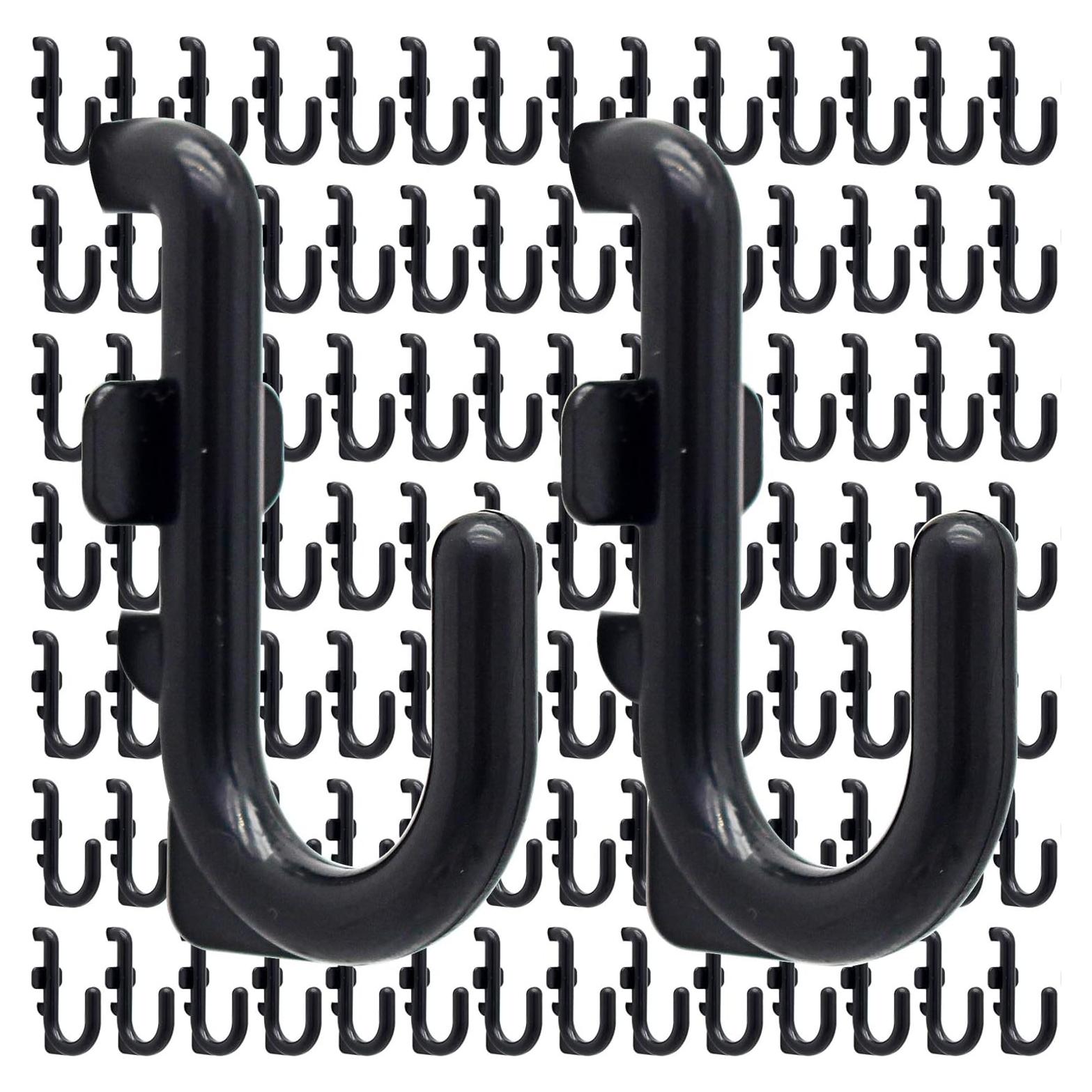 Ganchos en J Negros Loaskey para Tablero de Perforación - 100 Piezas