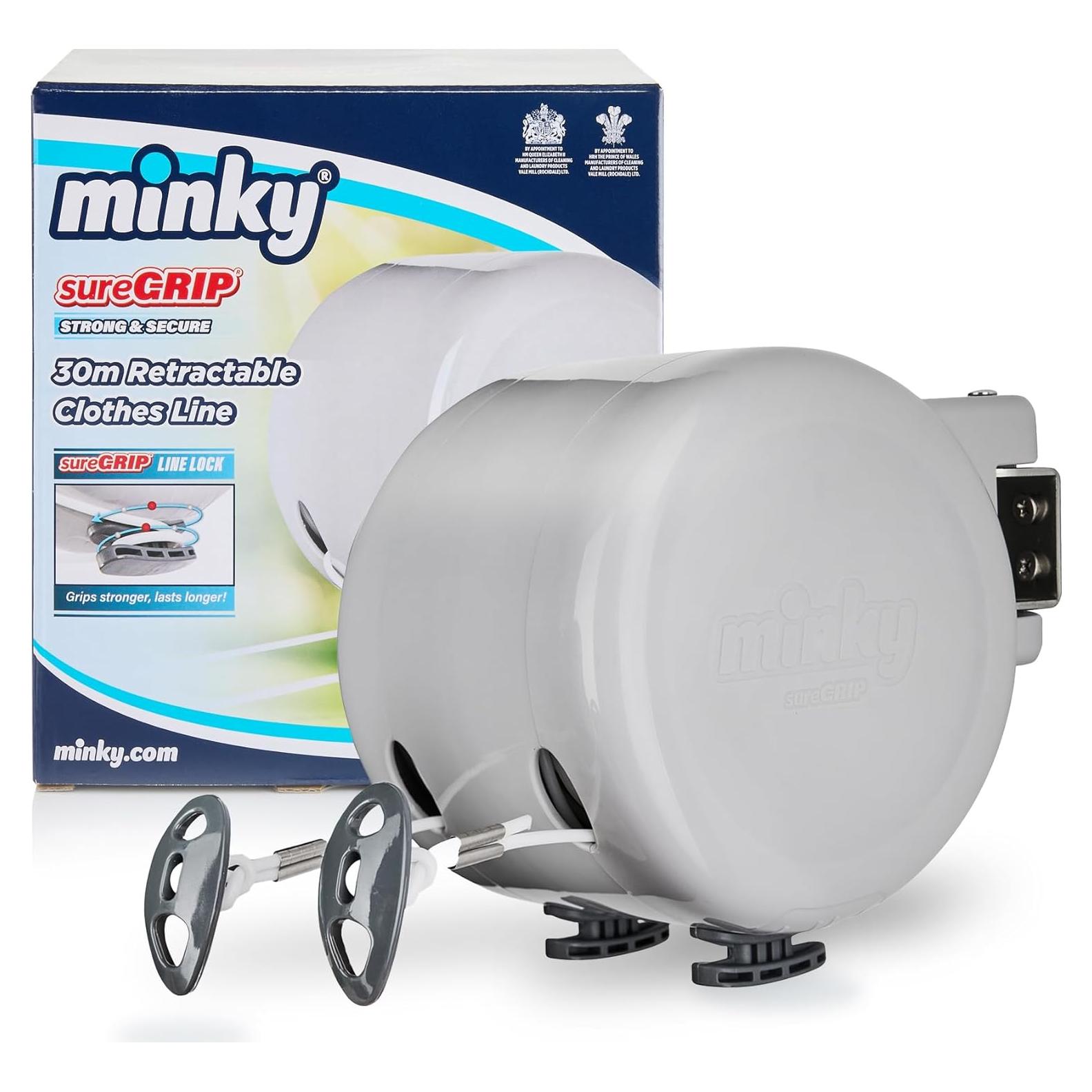 Línea de Ropa Retráctil Minky Homecare 30m Gris PVC Resistente