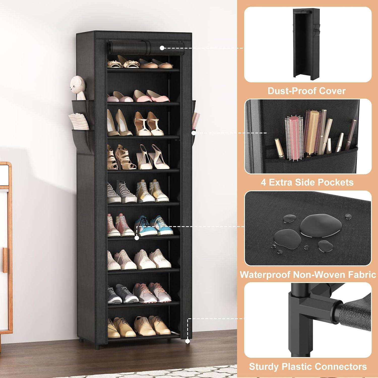 Estante Organizador de Zapatos VILICK 10 Niveles 158 cm Negro