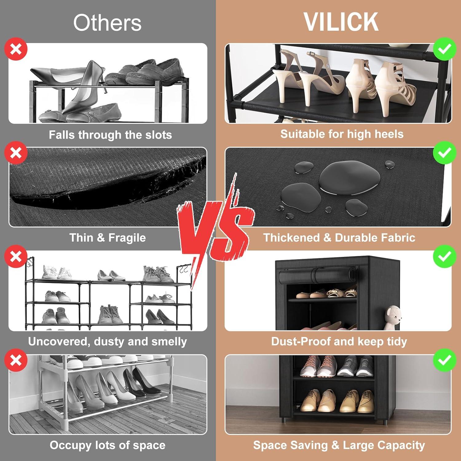 Estante Organizador de Zapatos VILICK 10 Niveles 158 cm Negro