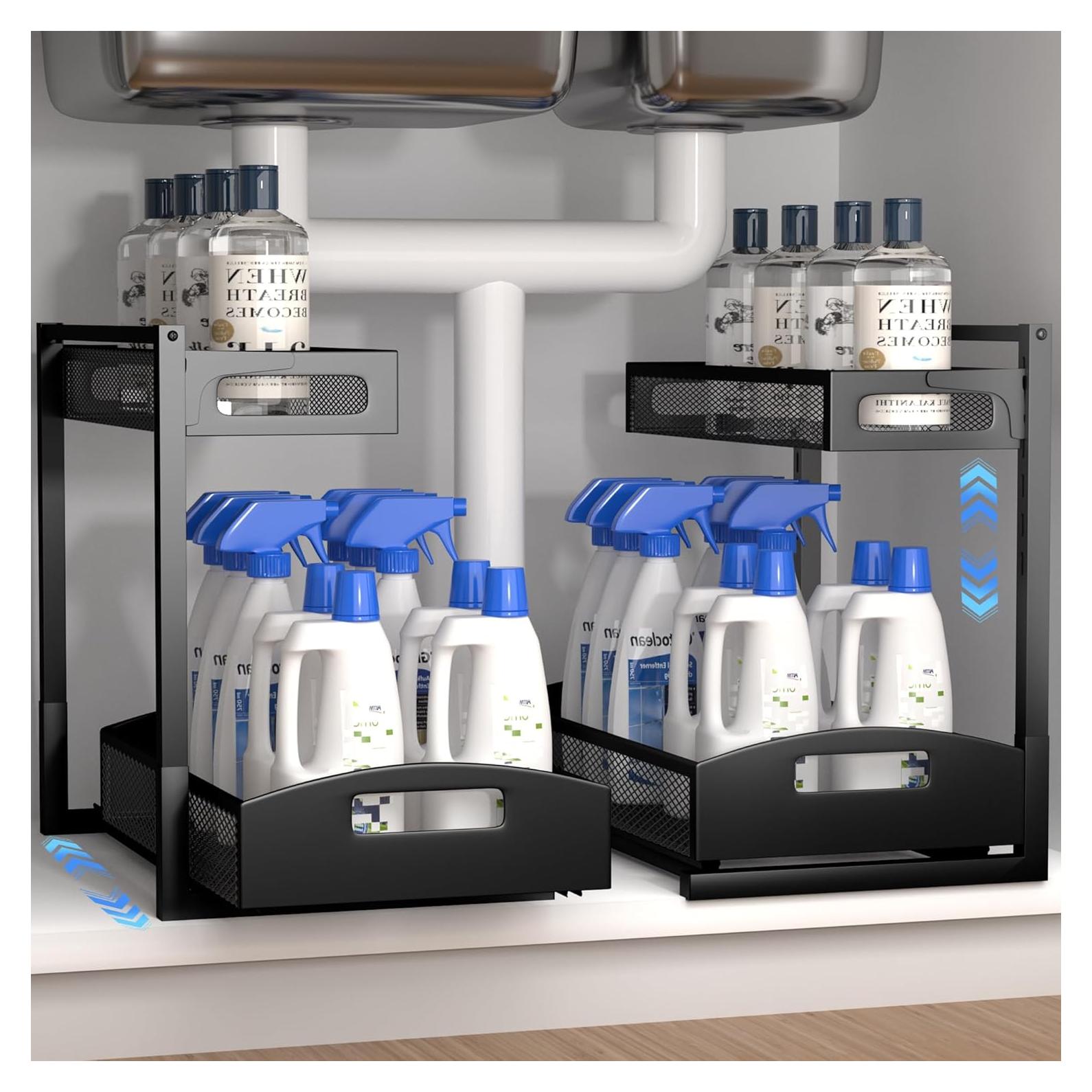 Organizador Bajo Fregadero Petiza 2 Niveles Ajustable Negro