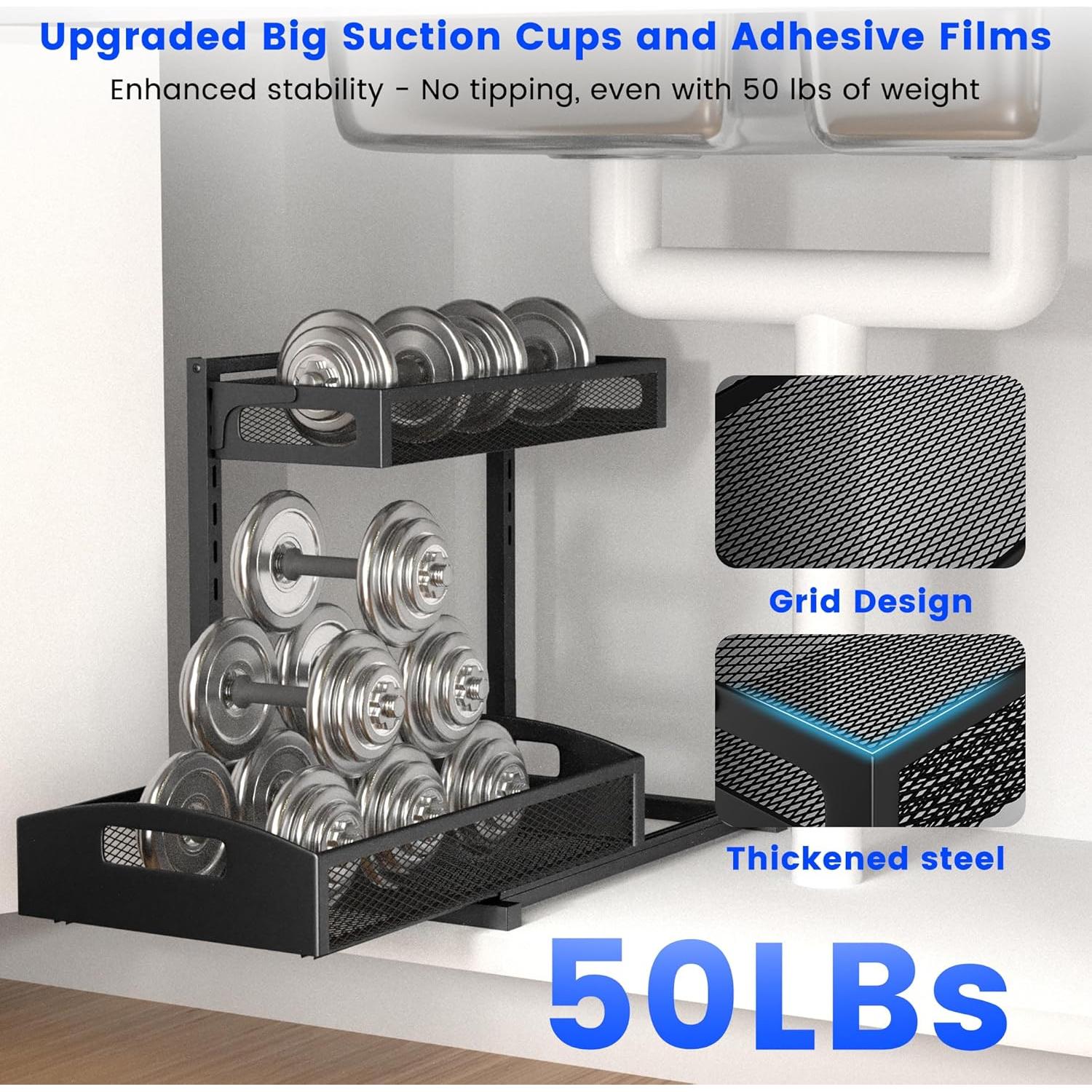 Organizador Bajo Fregadero Petiza 2 Niveles Ajustable Negro