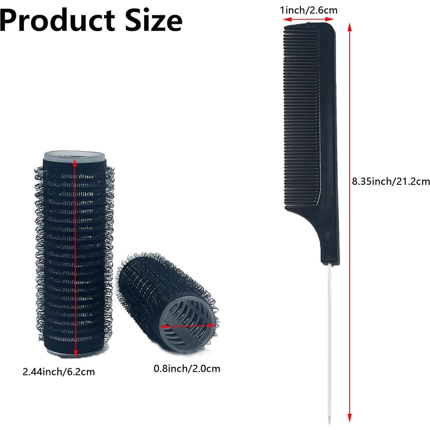 36 Rulos de Pelo Autoadhesivos MOODKEY Sin Calor Negro