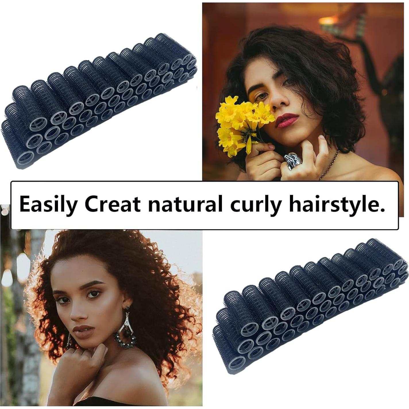 36 Rulos de Pelo Autoadhesivos MOODKEY Sin Calor Negro