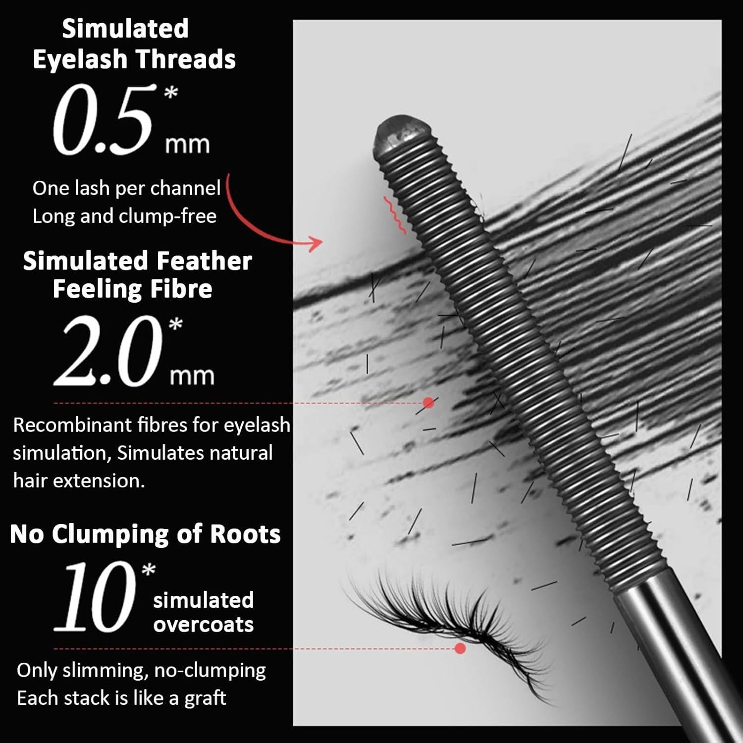 Máscara de Pestañas 3D Loobexery Negra Lavable 12cm