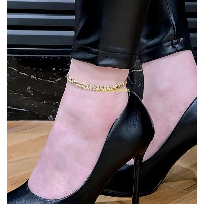 Tobillera de oro electrochapado para mujeres - Figaro, Cubana, Mariner, 22.86-30.48 cm