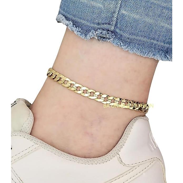 Tobillera de oro electrochapado para mujeres - Figaro, Cubana, Mariner, 22.86-30.48 cm