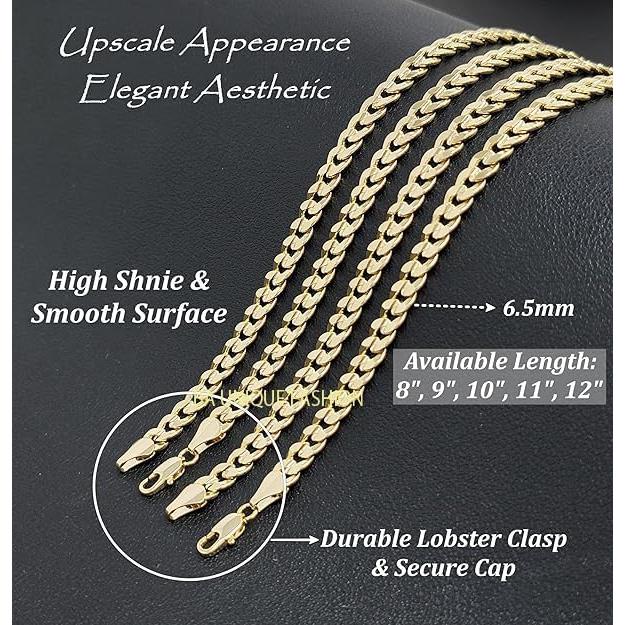 Tobillera de oro electrochapado para mujeres - Figaro, Cubana, Mariner, 22.86-30.48 cm