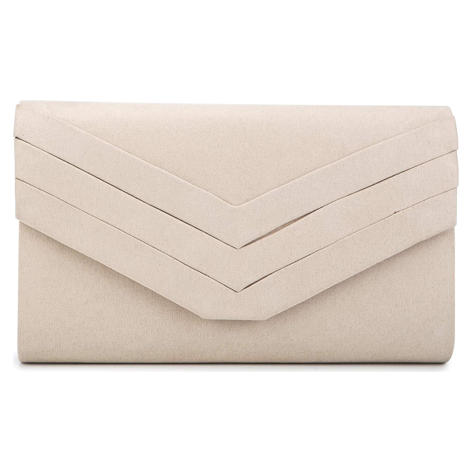 Clutch de Noche Nodykka Beige de Terciopelo con Cadena
