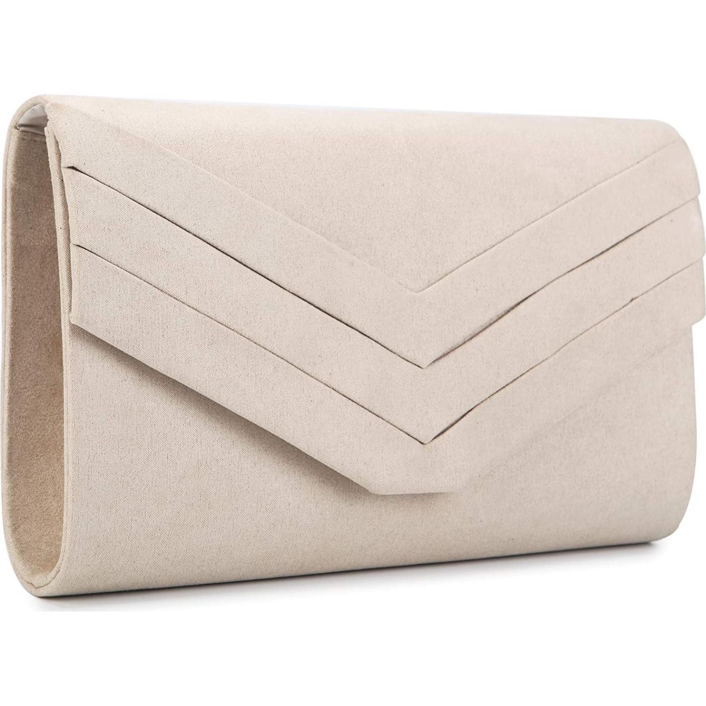 Clutch de Noche Nodykka Beige de Terciopelo con Cadena