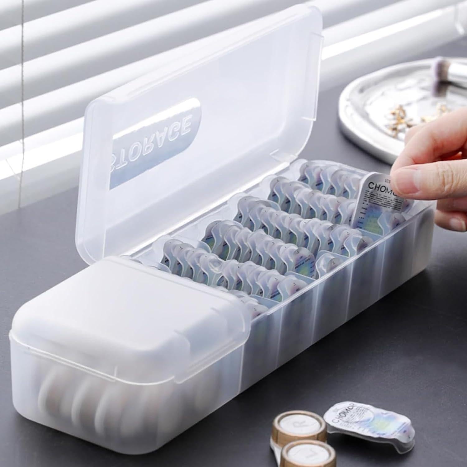 Caja de Almacenamiento para Lentes de Contacto MUQING 2 PCS Blanca