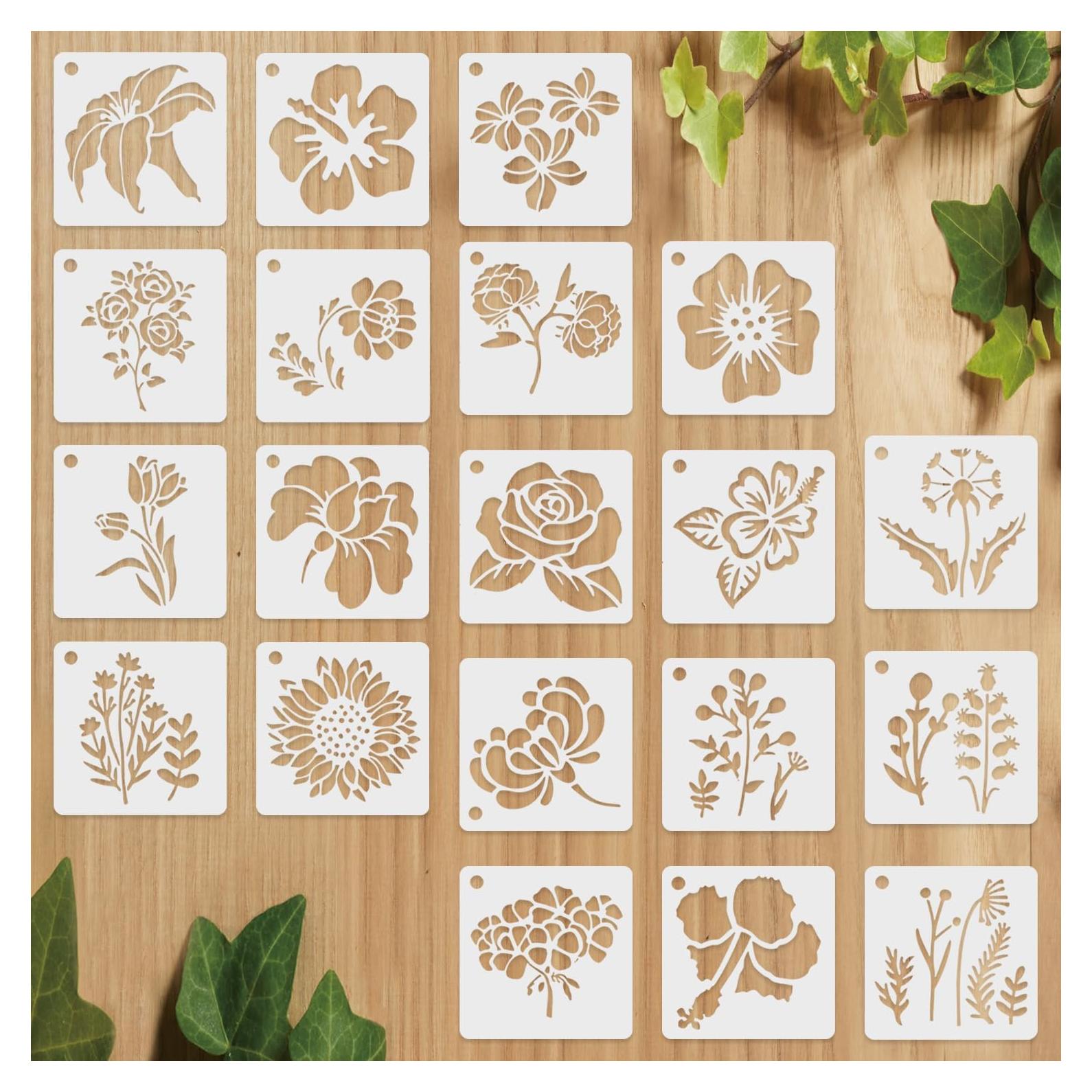 20 Plantillas Reutilizables de Flores 7.62 cm Resflyar