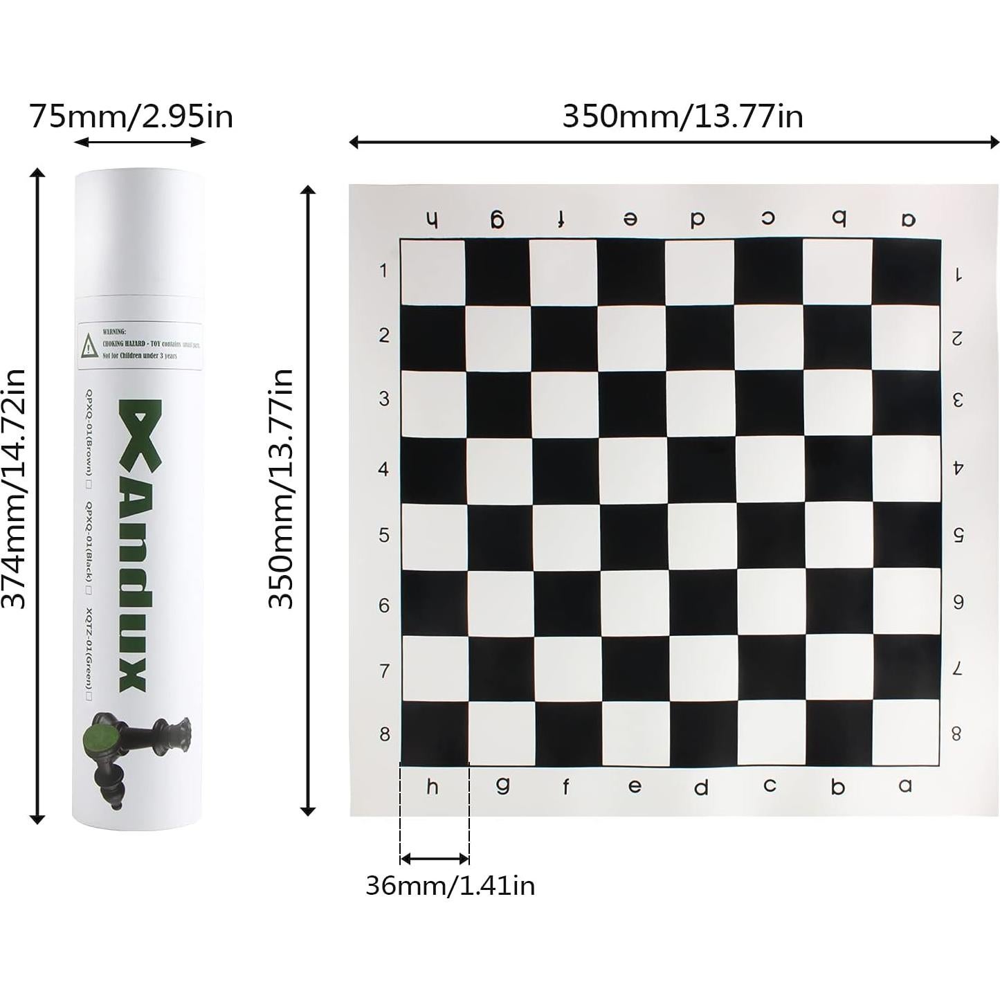 Juego de Ajedrez Andux Tablero Enrollable 35x35cm Piezas Plástico
