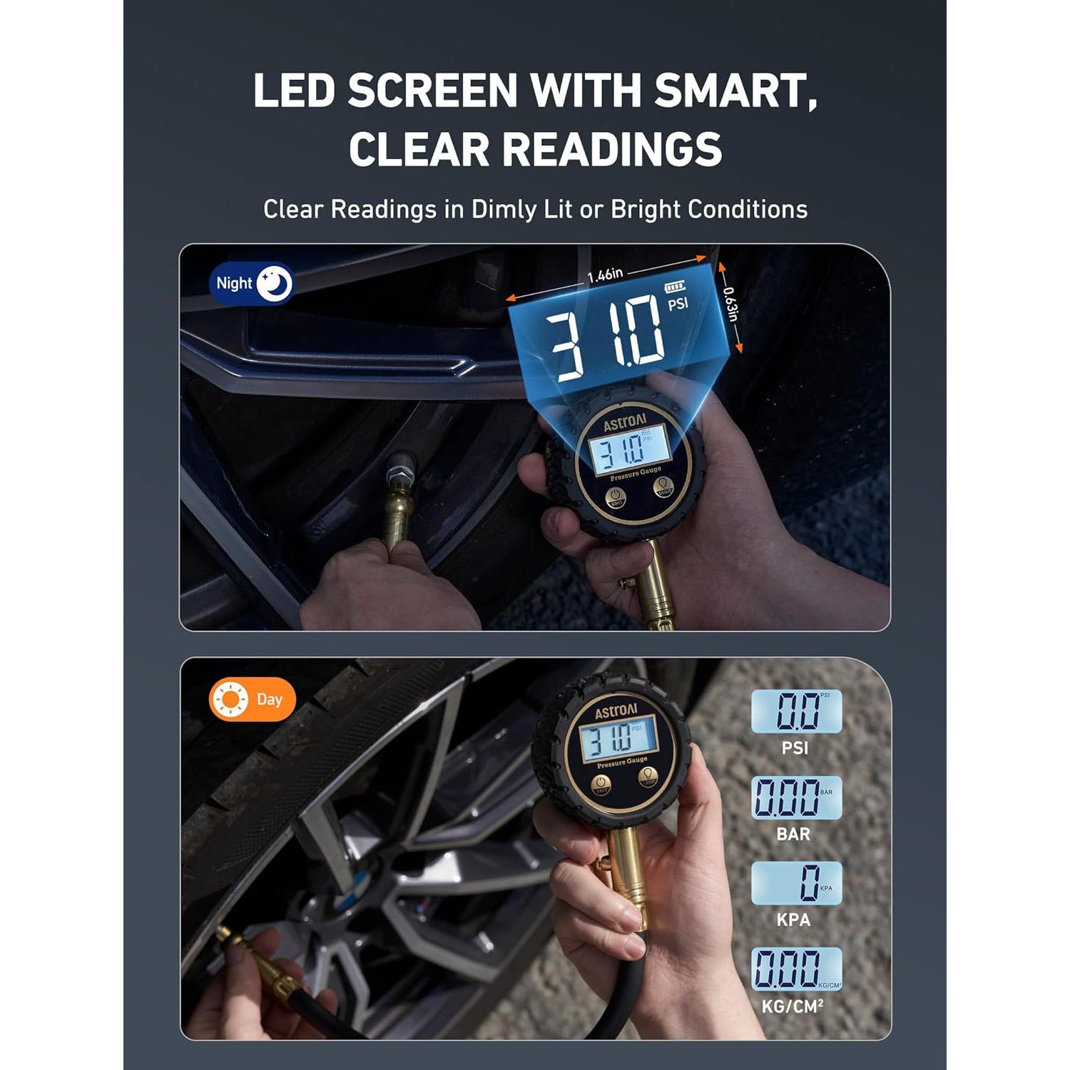 Medidor Digital de Presión de Neumáticos AstroAI Pro 3-250 PSI