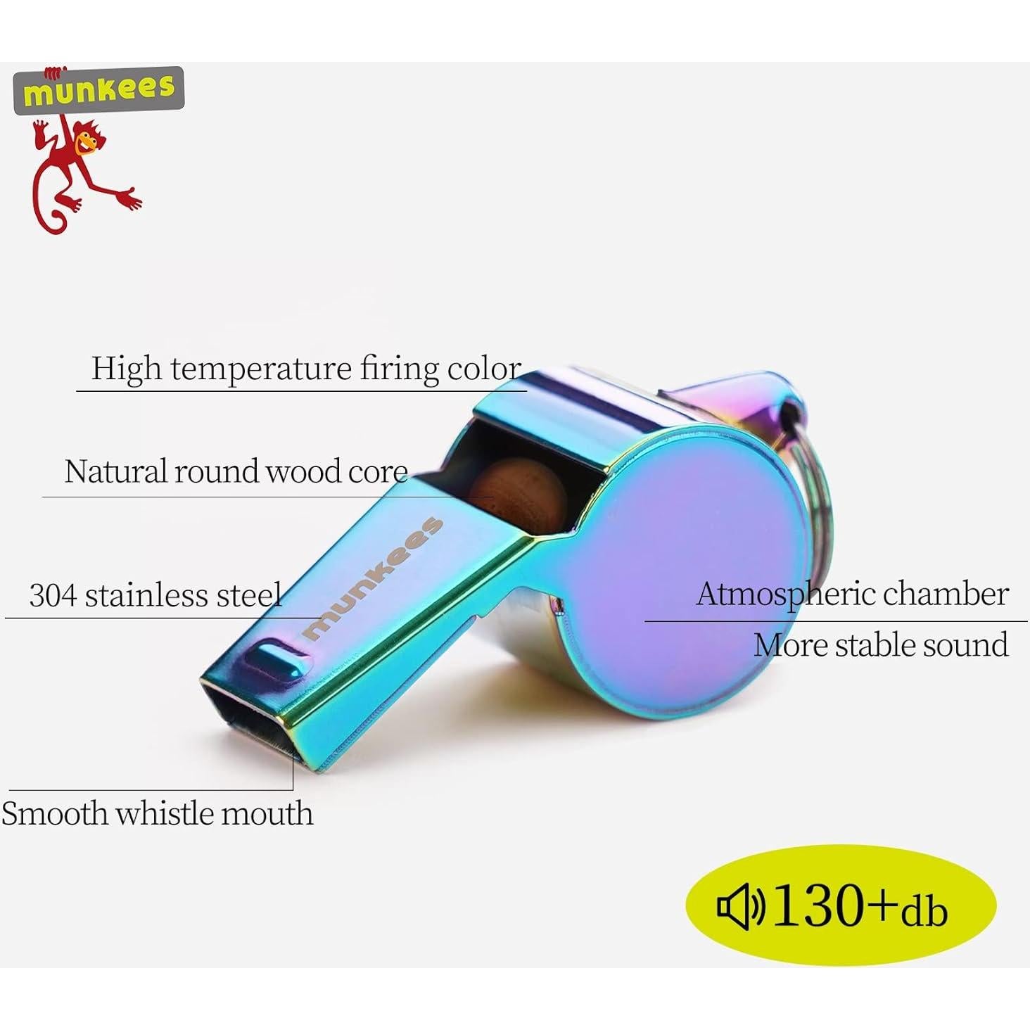 Silbato de Acero Inoxidable 304 Munkees 3395 Colorido