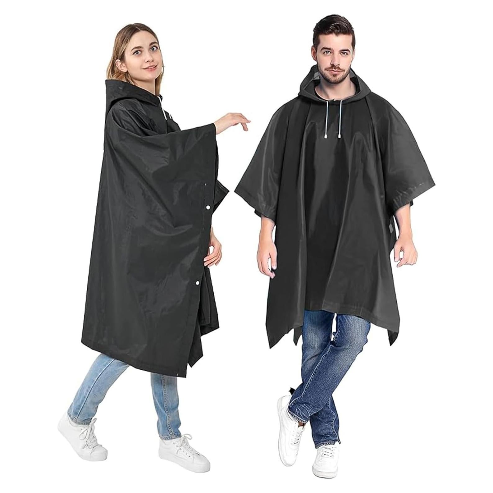 Reusable Rain Ponchos for Adults, 2 Pcs Raincoats (Pack of 1) Emergency for Women Men with Hood