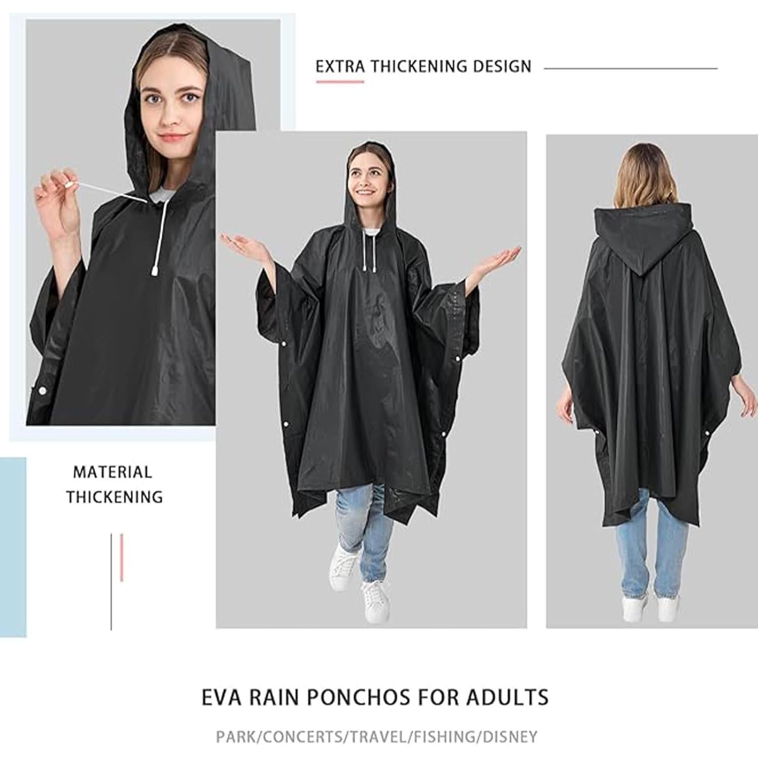 Reusable Rain Ponchos for Adults, 2 Pcs Raincoats (Pack of 1) Emergency for Women Men with Hood