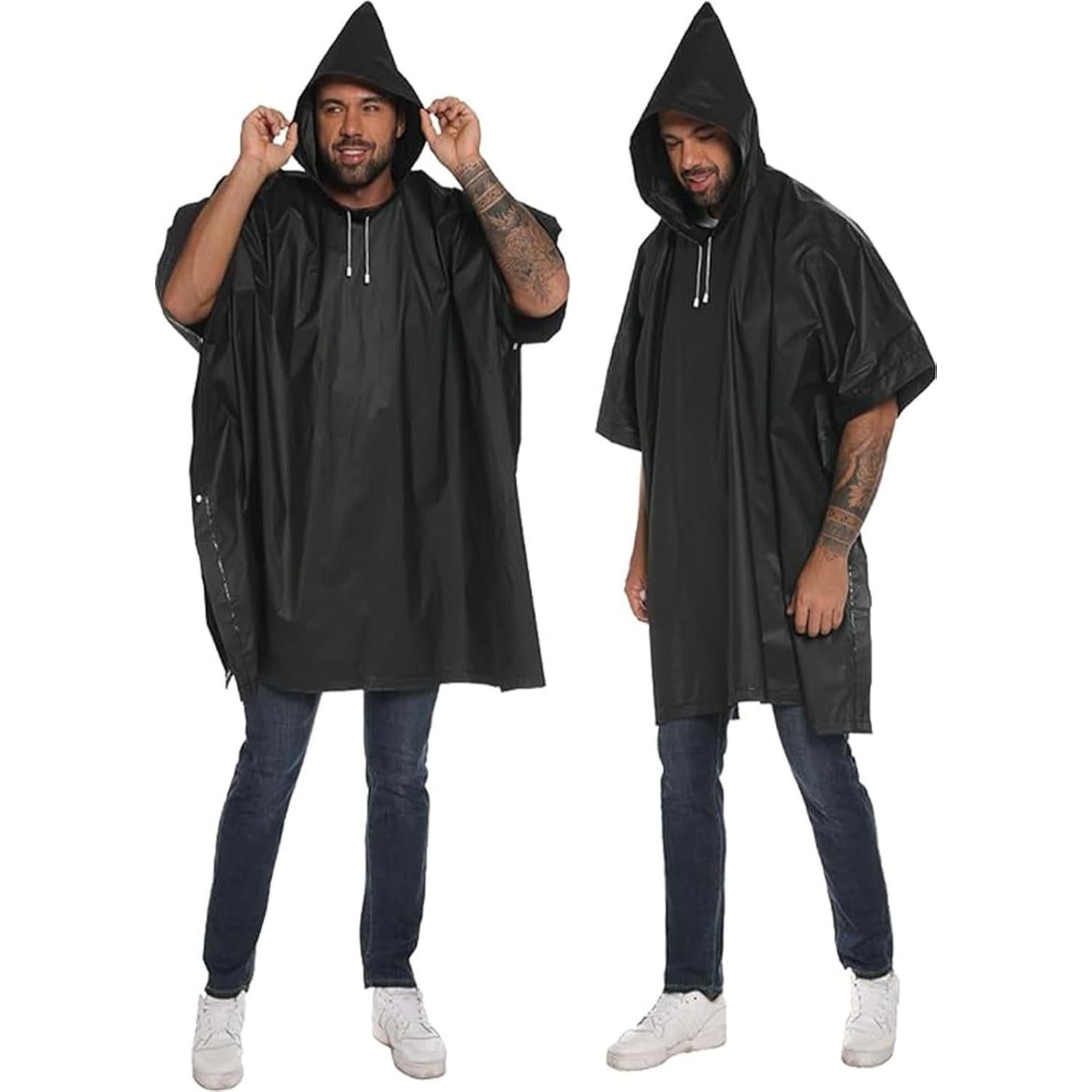 Reusable Rain Ponchos for Adults, 2 Pcs Raincoats (Pack of 1) Emergency for Women Men with Hood