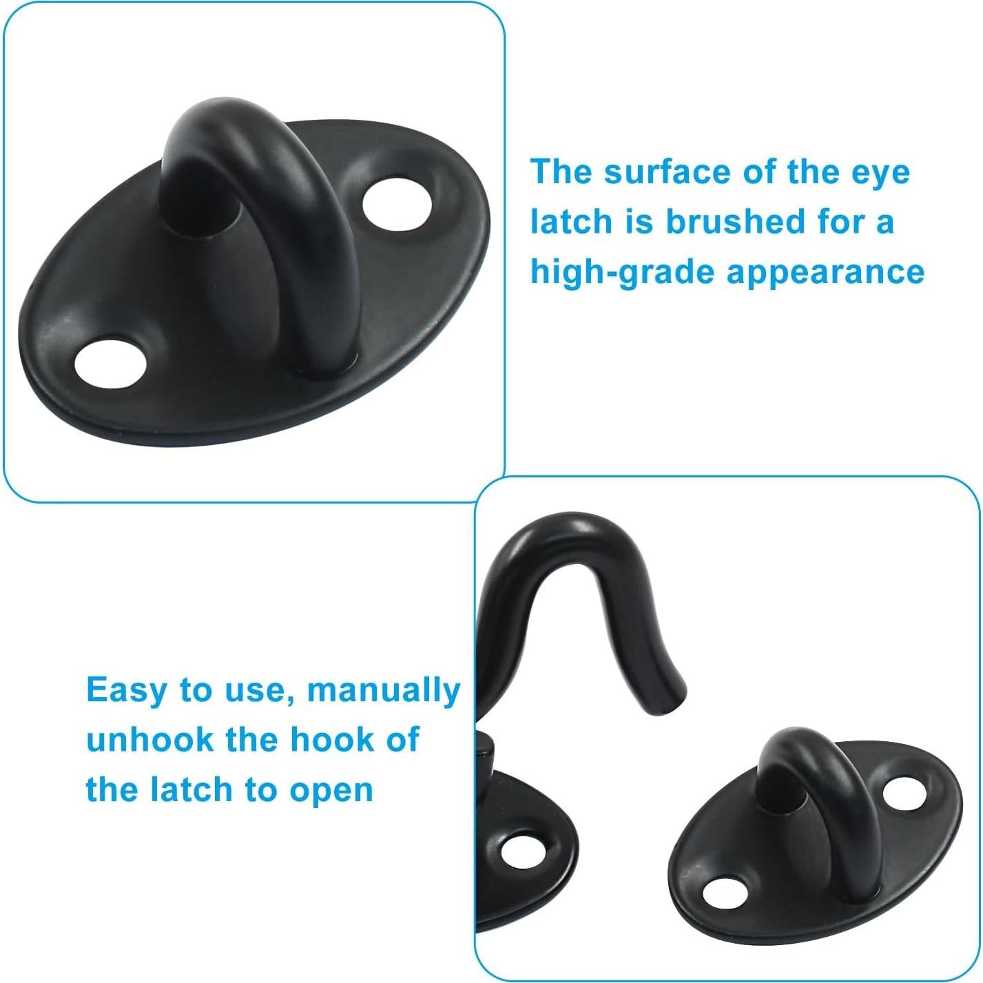 Gancho y Ojo Pestillo Waziaqoc 5.08 cm Acero Inoxidable Negro