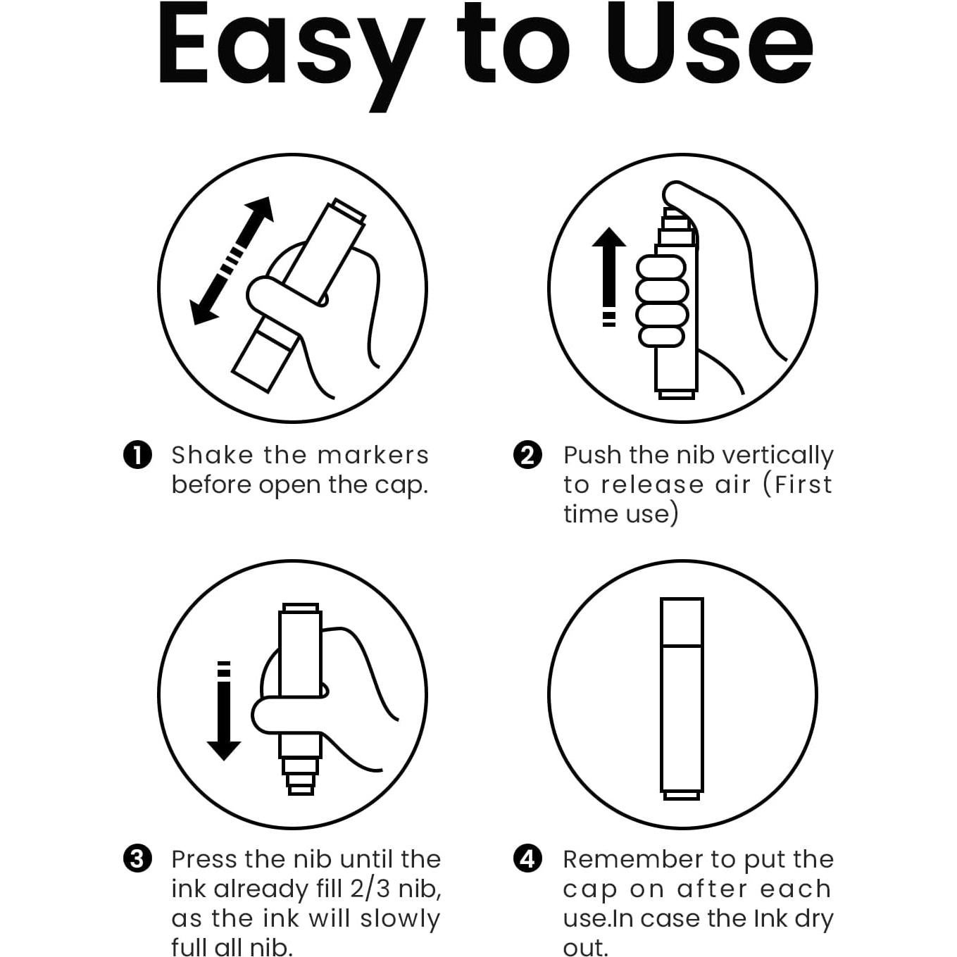 Marcadores de Póster Jumbo Negros BIGTHUMB - 5 Pcs Punta Ancha 15mm