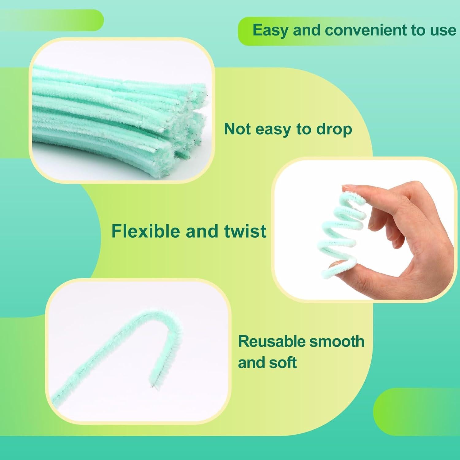 100 Limpiapipas Verde Limón Zlulary para Manualidades DIY