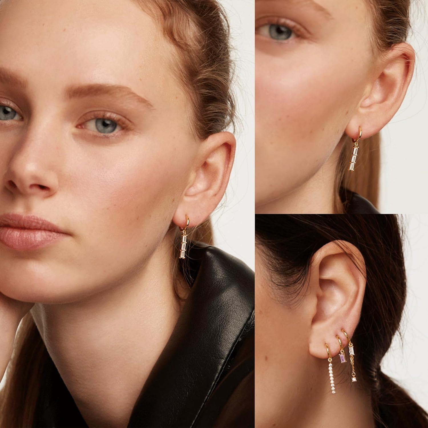 10Pcs 14K Goldplated Earring Hooks Round Small Gold Hoop Huggie Ear Leverback Hooks 925 Sterling Silver Earrings Findings 14x2mm Gold Small Huggie Hoop for Dangle Earring Making Jewelry Supplies Set